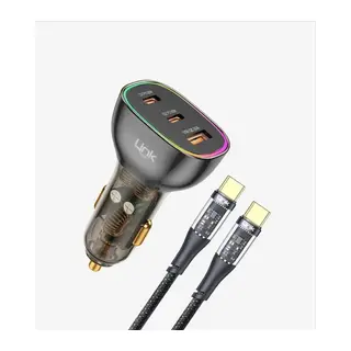 LİNKTECH 80W TRANSPARENT CAR CHARGER 2xPD 30+20W + USB Araç İçi Type-C Şarj Aleti