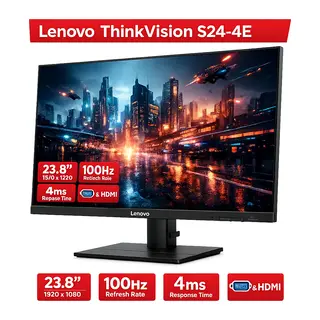 LENOVO 23.8 THINKVISION S24-4E 64B5KAT1TK WLED 4Ms 100Hz VGA+HDMI FHD MONİTÖR