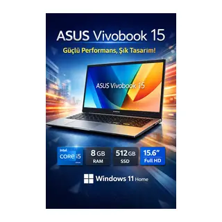 ASUS VIVOBOOK 15 X1504VA-BQ4126W CORE 5 120U 8GB 512GB SSD 15.6 Win 11 Home Dizüstü Bilgisayar