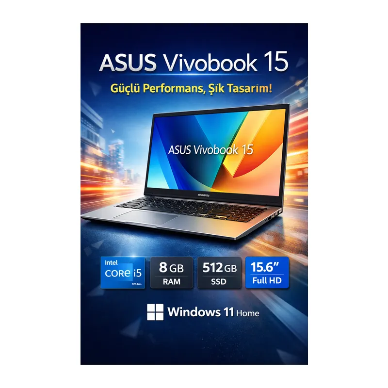ASUS VIVOBOOK 15 X1504VA-BQ4126W CORE 5 120U 8GB 512GB SSD 15.6 Win 11 Home Dizüstü Bilgisayar