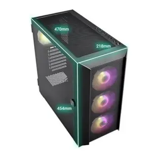 FSP CMT318 750w 80+ 4 x RGB FANLI E-ATX Full Tower Oyuncu Kasası Full Siyah