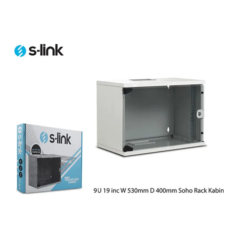 S-LİNK SL-U9 YENİ NESİL 9U 530X400 19 İNC W SOHO RACK KABİN