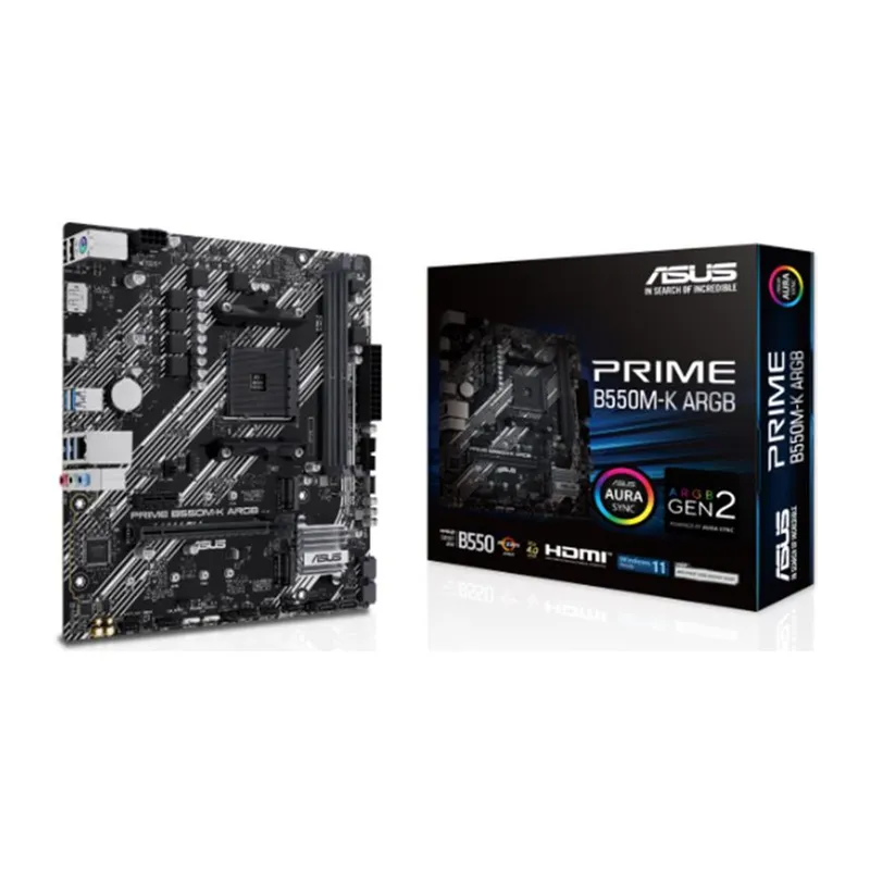 ASUS PRIME B550M-K ARGB DDR4 5100MHZ 1XHDMI 1XDP 2XM.2 USB 3.2 MATX AM4 (AMD AM4 5000/4000G/3000 SERİLERİ İLE UYUMLU)