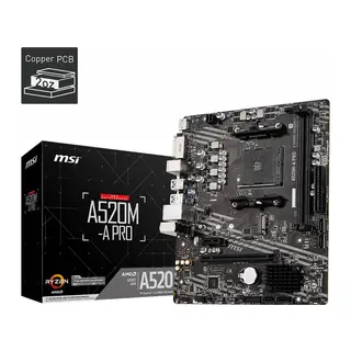 MSI A520M-A PRO DDR4 4600MHZ 1XHDMI 1XDVI 1XM.2 USB 3.2 MATX AM4 (AMD AM4 5000/4000/3000 SERİLERİ İLE UYUMLU)