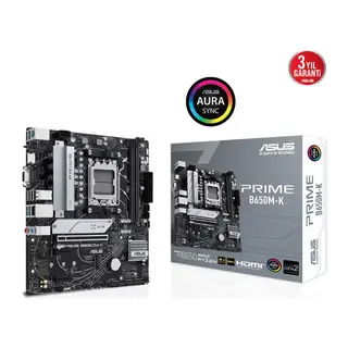 ASUS PRIME B650M-K DDR5 6400MHZ 1XVGA 1XHDMI 2XM.2 USB 3.2 MATX AM5 (AMD AM5 9000/8000/7000 SERİLERİ İLE UYUMLU)