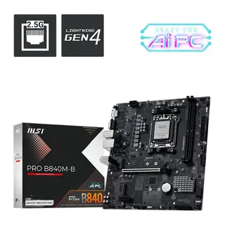 MSI PRO B840M-B DDR5 8000MT/S 1XHDMI 2XM.2 USB-C MATX AM5 (AMD AM5 9000/8000/7000 SERİLERİ İLE UYUMLU)
