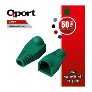 QPORT Q-P5Y 50 Lİ YEŞİL RJ45 KILIFI