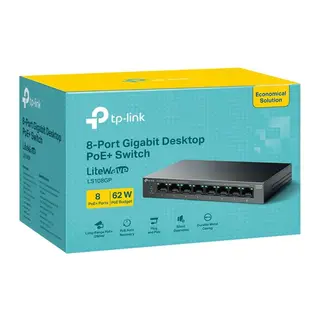 TP-LINK LS108GP 8 PORT GIGABIT + RJ45 62W 250 METRE POE MESAFE METAL KASA