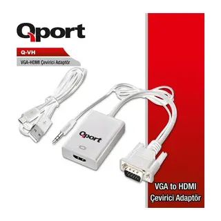 QPORT Q-VH VGA TO HDMI DÖNÜŞTÜRÜCÜ + SES KABLOSU (VGA+HDMI)