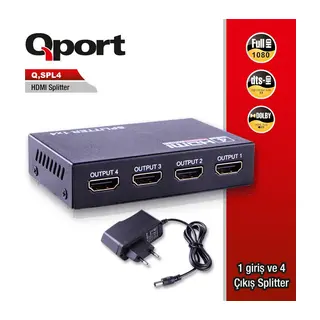 QPORT Q-SPL4 FULL HD 1 GİRİŞ 4ÇIKIŞLI HDMI SPLITTER (SİNYAL ÇOĞALTICI)