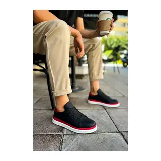 CH979 - Santoni GBT Spor Erkek Ayakkabı SIYAH/KIRMIZI 43 Numara