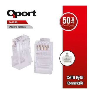 QPORT Q-J650 CAT6 50 LİK RJ-45 KONNEKTÖR