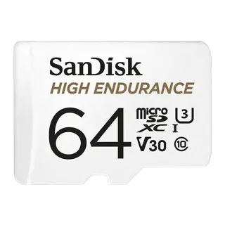SanDisk High Endurance microSDXC 64GB + SD Adapter - for dash cams & home monitoring