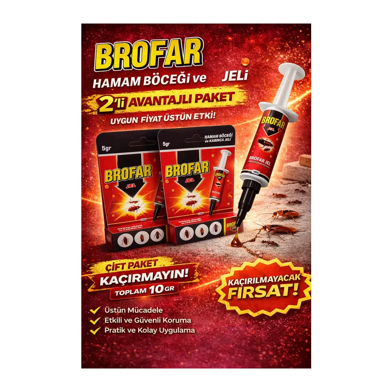 Brofar Jel Hamam Böceği ve Karınca Jeli 5 gr Etkili Haşere İlacı Ev İçi Kullanım 2 Adet