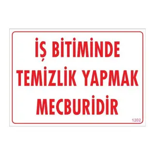 Temizlik Düzen Uyarı Levhası 25x35 KOD:1202
