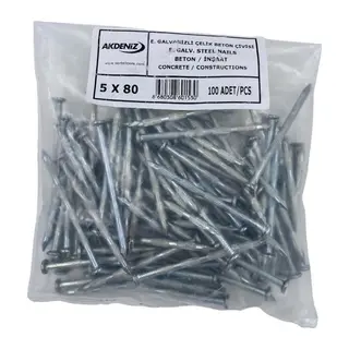 Akdeniz 5X80 Kanallı Çelik Çivi 100 lü