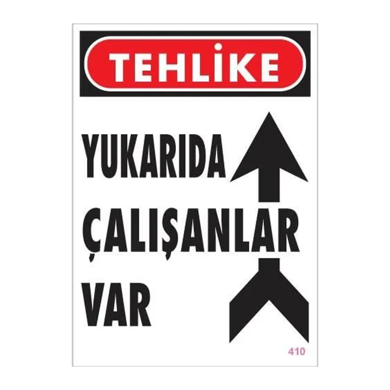 Yukarıda Çalışanlar Var Uyarı Levhası 25x35 KOD: 410