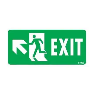 Exit Sol Yukarıı Uyarı Levhası 17,5x25 KOD:960