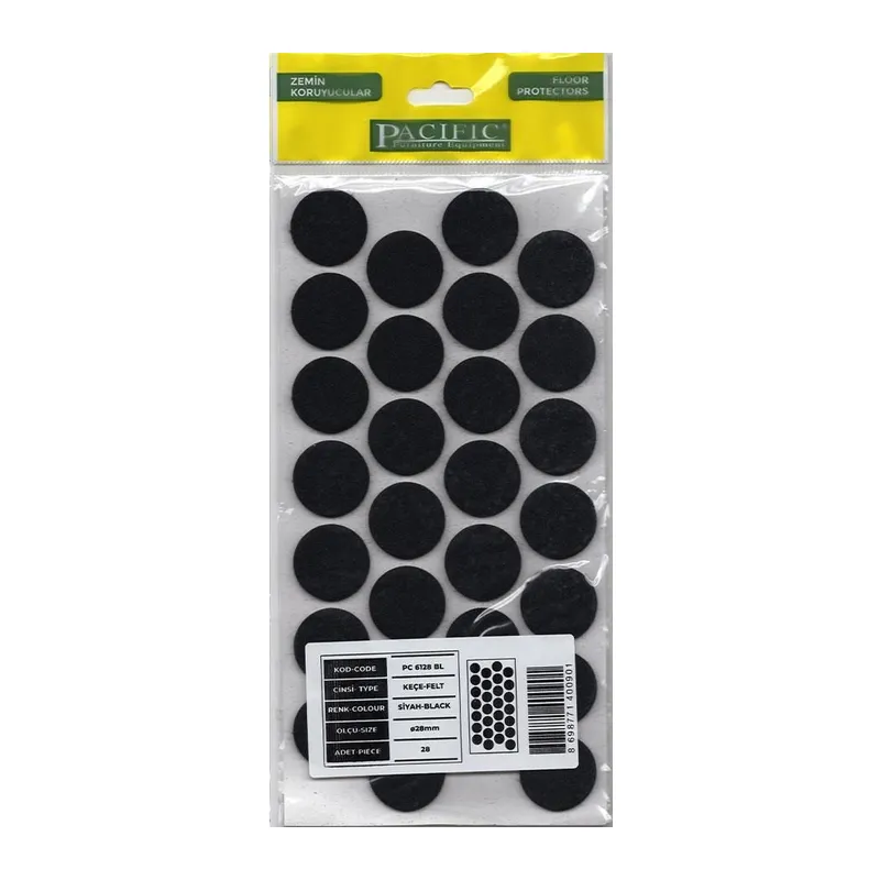 Pacific 6128 BL Yapışkanlı Keçe 28 mm Siyah