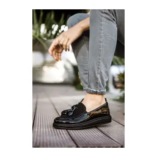 MN002 - RST Loafer Verniciata Erkek Ayakkabı SIYAH