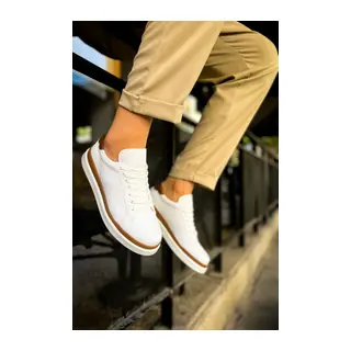 MN979 - Santoni GBT Spor Erkek Ayakkabı BEYAZ/TABA