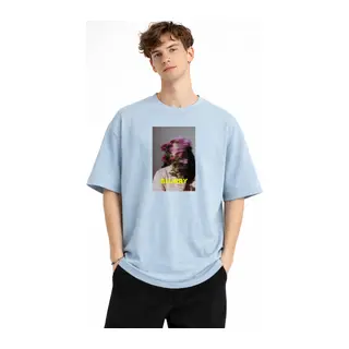 Blurry - Oversize Erkek Tişört Bebek Mavisi