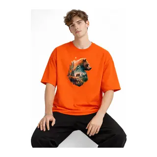 Bear2 - Oversize Tişört TURUNCU