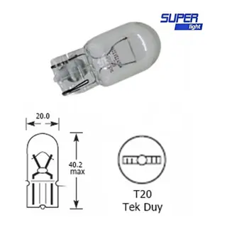 Super Light T20 Dipsiz Turuncu Park Ampulü Çift Duy WY21 12v 21W 1 Adet