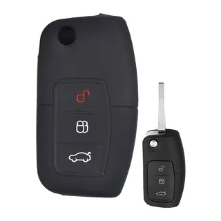 Ford Fiesta Focus Mondeo B-Max C-Max Katlanır Anahtar Uyumlu Silikon Oto Anahtar Kumanda Kabı Kılıf Siyah