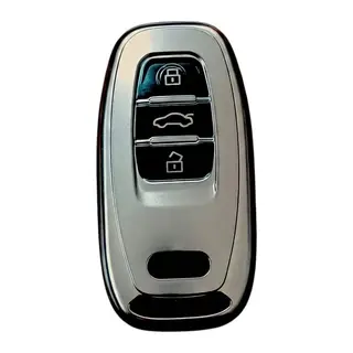 Audi A4-A5-A6-A7-Q5-Q7 Düz Uyumlu Silikon Oto Anahtar Kumanda Kabı Kılıf Gri