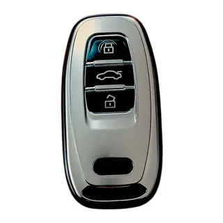 Auidi A4-A5-A6-A7-Q5-Q7 Düz Anahtar Uyumlu Silikon Oto Anahtar Kumanda Kabı Kılıf Füme