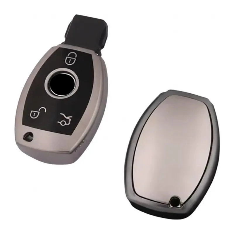 Mercedes E Seri Uyumlu Smart 3 Buton Silikon Oto Anahtar Kumanda Kabı Kılıf Gri