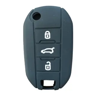 Peugeot 301 308 Katlanır Anahtar Uyumlu Silikon Oto Anahtar Kumanda Kabı Kılıf Siyah