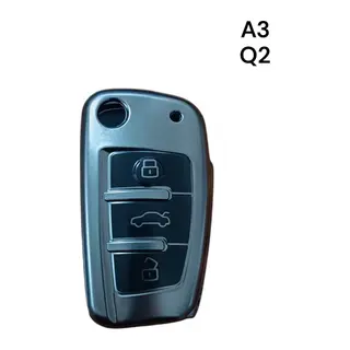 Audi A3 Q2 Anahtar Uyumlu Silikon Oto Anahtar Kumanda Kabı Kılıf Gri