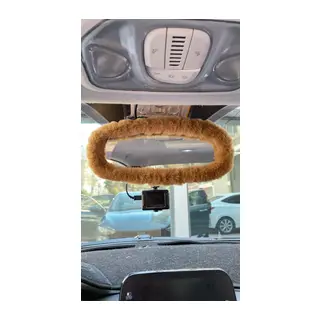 Peluş Dikiz Ayna Kılıfı Süs Kahverengi