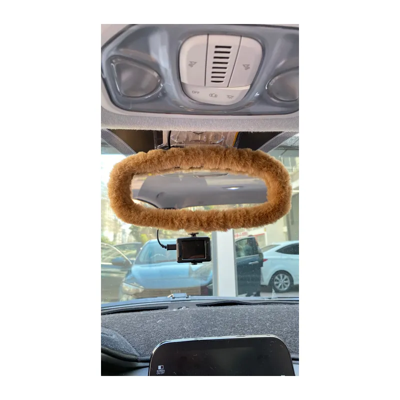 Peluş Dikiz Ayna Kılıfı Süs Kahverengi