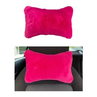 Yumuşak Peluşlu Ortopedik Araba Seyahat Boyun Yastığı Tekli Fuşya Pembe