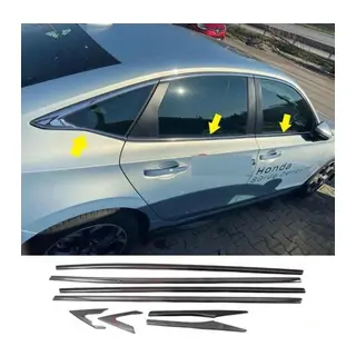 Honda Civic FE1 2022 ve Sonrası Uyumlu Paslanmaz Krom Alt Cam Çıtası 8 Parça