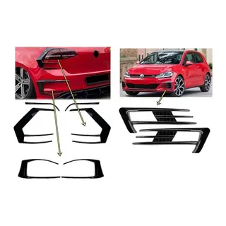Volkswagen Golf 7 Uyumlu Ön Tampon Sis Izgarası Arka Stop Ve Tampon Çıtası Seti 8 Parça Parlak Siyah