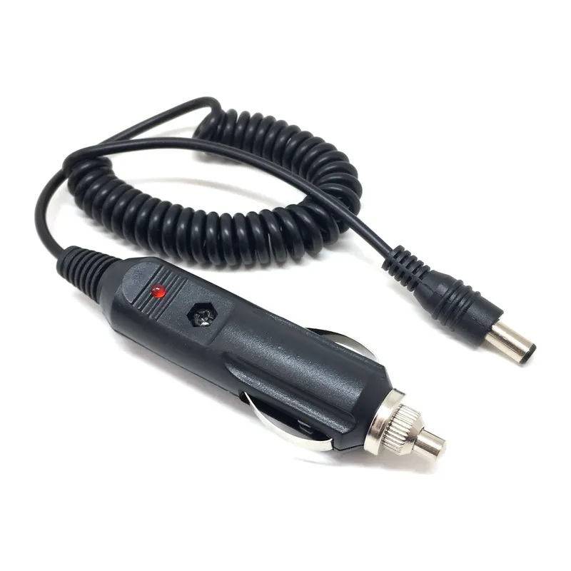 Spiral Kablolu Sigortalı Oto Çakmak Fişi Adaptörü 5.5x2.5mm Uçlu 2A 1.3m