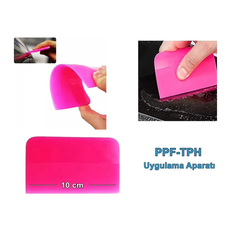 PPF/TPH Silikon Çekçek Ragle Cam Filmi Çekme Uygulama Aparatı Pembe 10x7.5cm