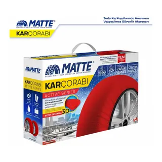 MATTE Active Series Oto Araba Lastik Anti Patinaj Kar Çorabı Kırmızı MEDIUM