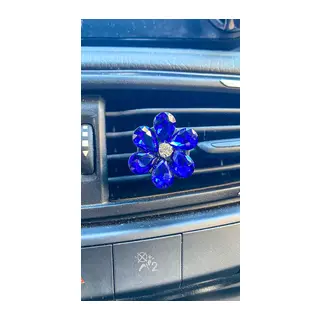 Kristal Damla Taşlı Çiçek Klima Havalandırma Izgara Süsü Klips Mavi