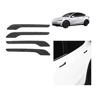 Tesla Model 3 Y Uyumlu Karbon Dış Kapı Kolu Koruyucu Kaplama Seti 4 lü Siyah