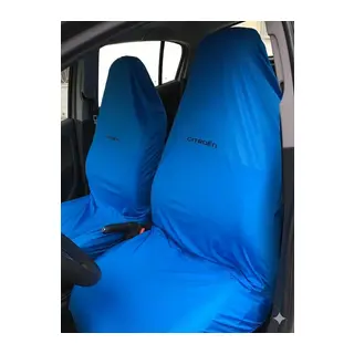 Likralı Kumaş Servis Kılıfı Ön 2'li Citroen Yazılı Mavi