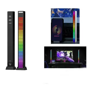 RGB Araç Torpido Üstü Sese Duyarlı Ambiyans LED Işık Barı 1 Adet Siyah