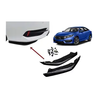 Honda Civic FC5 2016-2021 Uyumlu Ön Tampon Aero Flap Piano Black 2 Parça