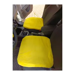 Yumuşak Tüylü Peluş Serme Oto Koltuk Koruyucu Minder Kılıf Ön 2'li Sarı