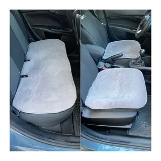 Yumuşak Tüylü Peluş Serme Oto Koltuk Kılıfı Koruyucu Minder Ön Arka Gri