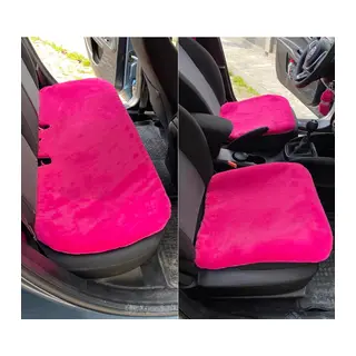 Yumuşak Tüylü Peluş Serme Oto Koltuk Koruyucu Minder Koltuk Kılıfı Ön Arka Fuşya Pembe